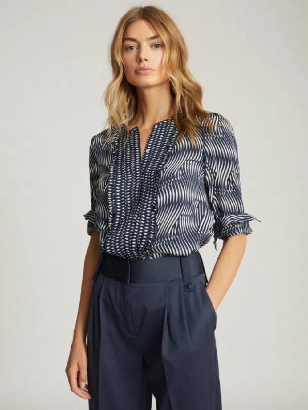 Reiss Rebecca mix-print blouse